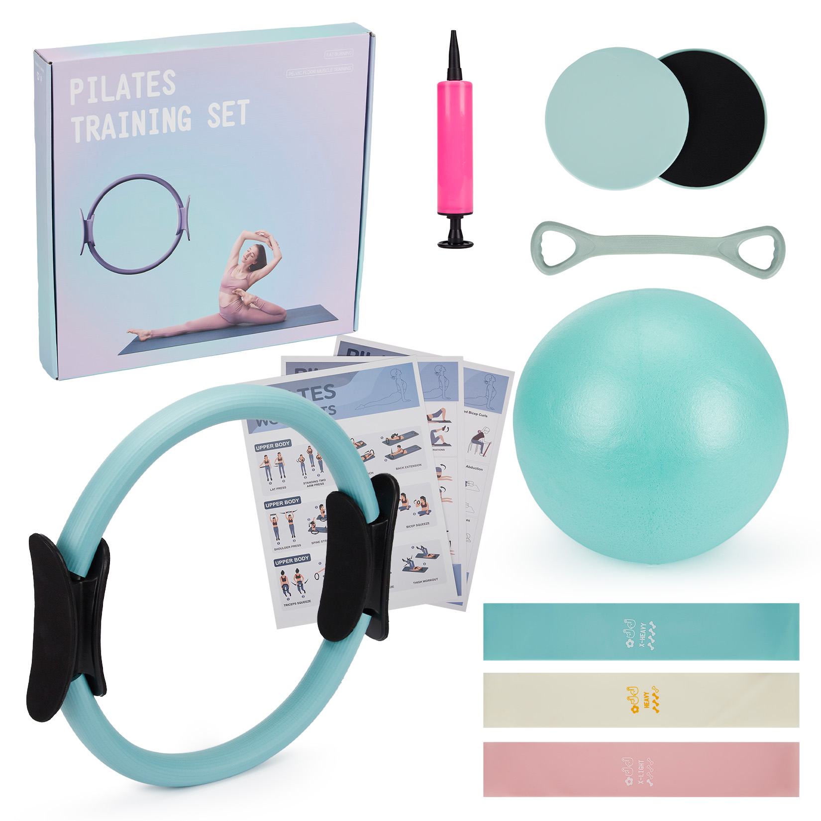 Pilates Yoga Tone - Ensemble d'entraînement Pilates, Anneau Pilates 6-en-1,